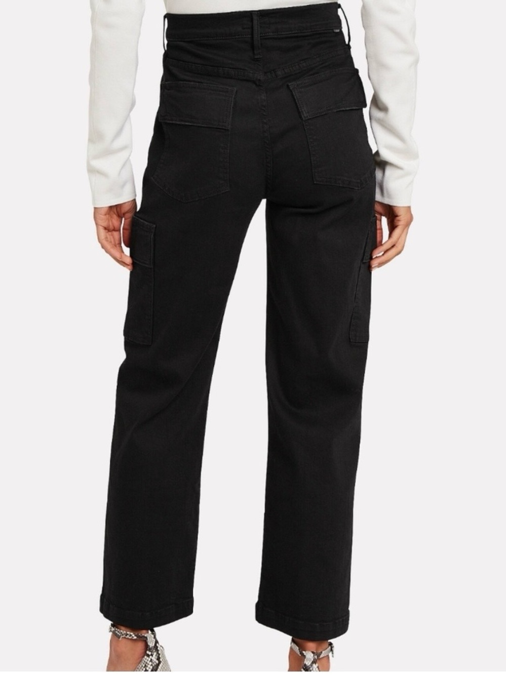 MOTHER Rambler Cargo Ankle Jeans In Black Not Guilty Size 26 - Picture 2 of 9